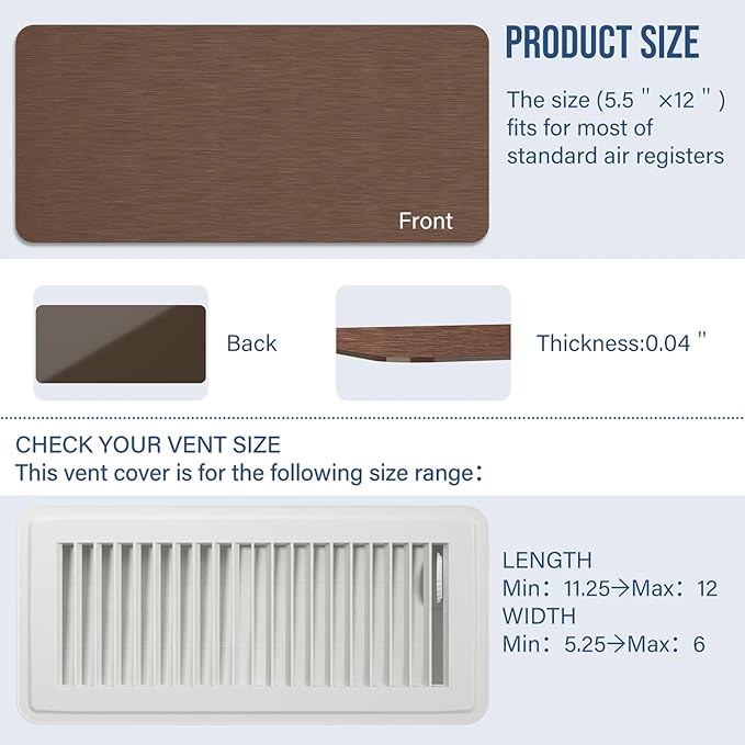 High Strength Magnetic Vent Covers for Home Ceiling, Metallic Air Vent Covers for Floor, Wall, Ceiling Steel