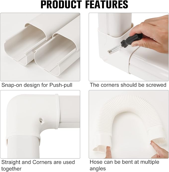 Mini Split Line Set Cover Kit, Decorative PVC Line Cover Kit for Mini Split Air Conditioners and Heat Pumps 3" Wx16.1'
