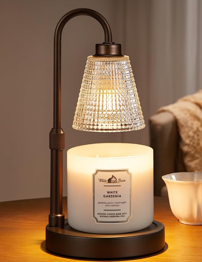 Big Brown Candle Warmer Lamp with Timer, Dimmable Candle Warmer for Home Decor, Height Adjustable Candle Lamp for Jar