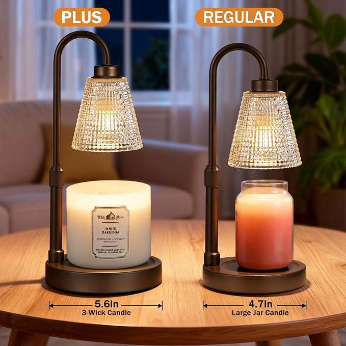 Big Brown Candle Warmer Lamp with Timer, Dimmable Candle Warmer for Home Decor, Height Adjustable Candle Lamp for Jar