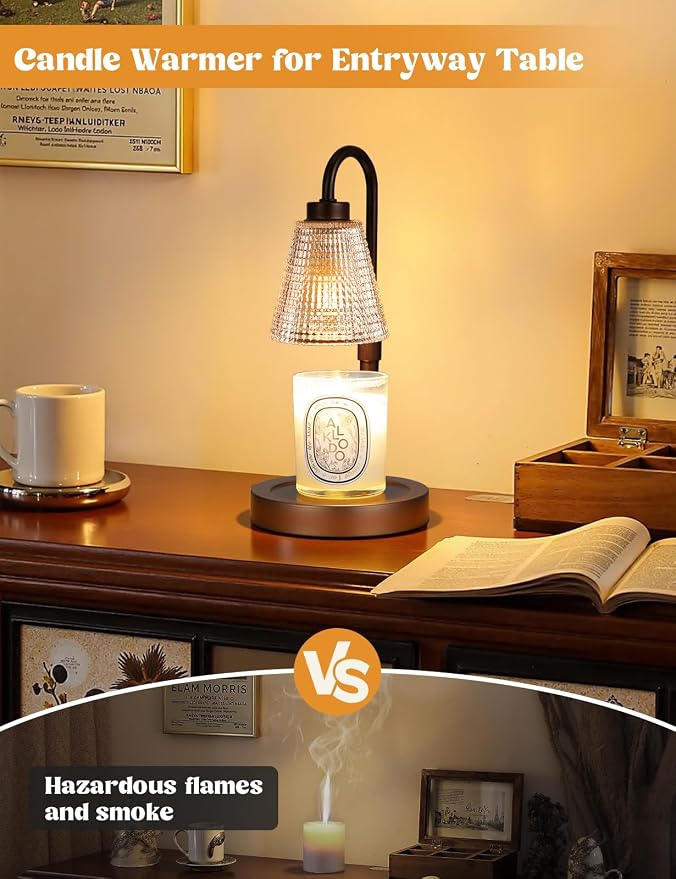 Big Brown Candle Warmer Lamp with Timer, Dimmable Candle Warmer for Home Decor, Height Adjustable Candle Lamp for Jar