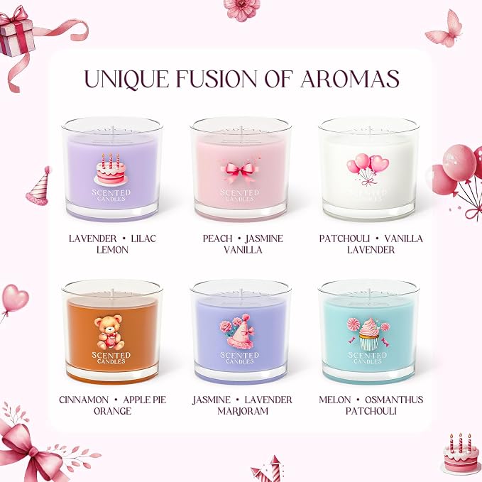 Birthday Candles, Scented Candles Gift Set for Stress Relief, 6 Votive Candles for Women and Men, alternate product view 2