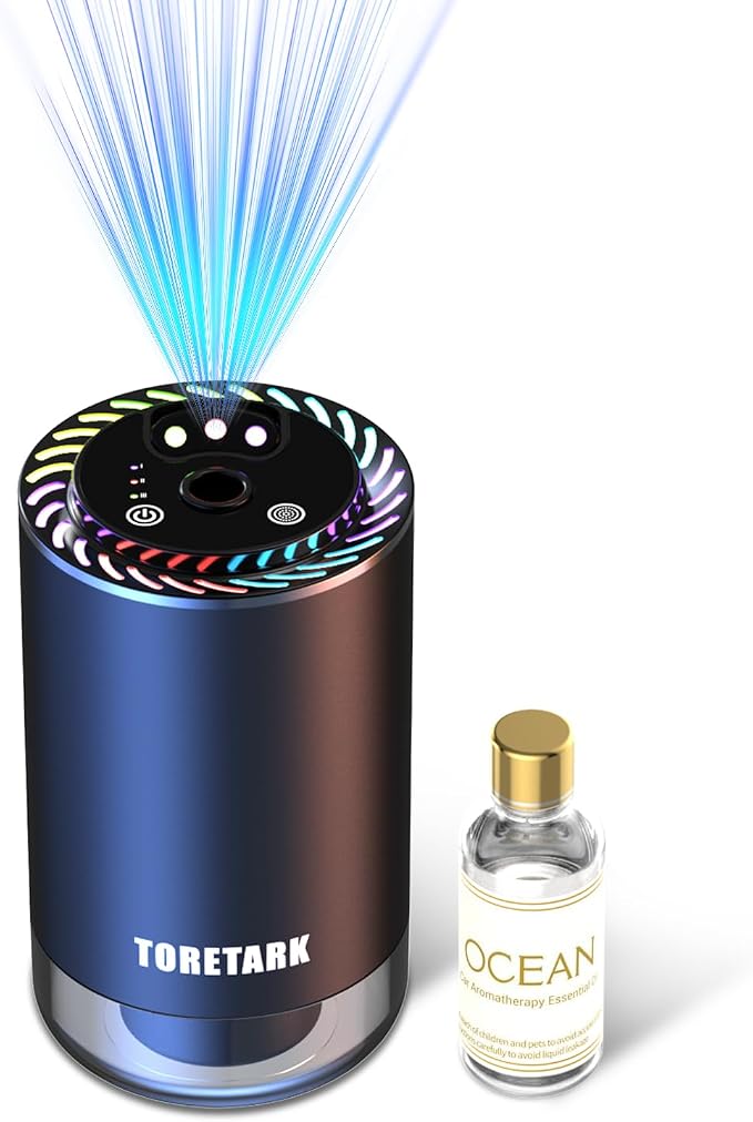 Birthday Gifts for Dad, Smart Car Air Freshener with Star Light & 50ml Diffusers Oil Refills, Auto On/Off Aroma Diffuser