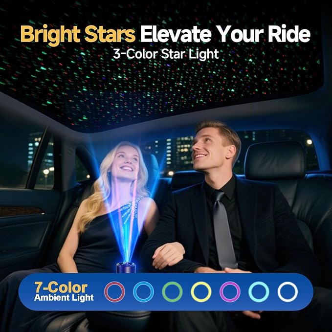 Birthday Gifts for Dad, Smart Car Air Freshener with Star Light & 50ml Diffusers Oil Refills, Auto On/Off Aroma Diffuser