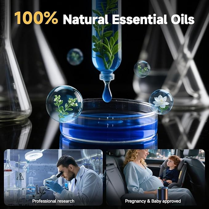 Birthday Gifts for Dad, Smart Car Air Freshener with Star Light & 50ml Diffusers Oil Refills, Auto On/Off Aroma Diffuser
