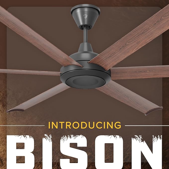Bison 60" Ceiling Fan with LED Light, Oil Rubbed Bronze (ORB) Motor, Walnut Foils, WiFi Smart Control, Modern Indoor Fan