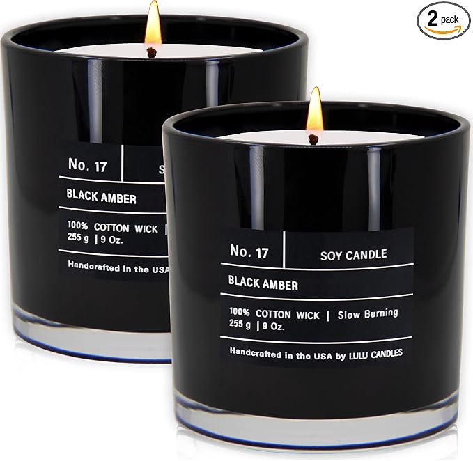 | Black Amber | Luxury Scented Soy Jar Candle | Hand Poured in The USA | Highly Scented & Long Lasting (9 Oz., product image