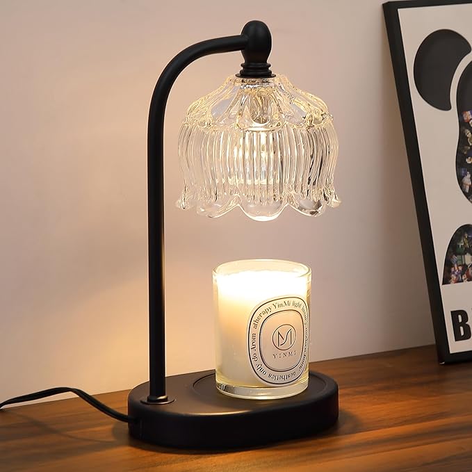 Black Candle Warmer Lamp with Timer and Dimmer,Flameless Wax Melt Warmer for Jar Candles with 2 Bulbs,House Warming, product