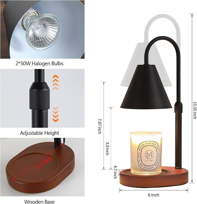 Black Candle Warmer Lamp with Timer and Dimmer,Mother's Day/Birthday/Christmas Gifts for Mom/Wife,Electric Wax Melt
