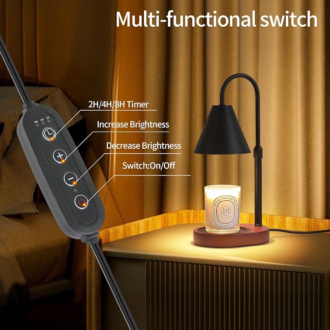 Black Candle Warmer Lamp with Timer and Dimmer,Mother's Day/Birthday/Christmas Gifts for Mom/Wife,Electric Wax Melt