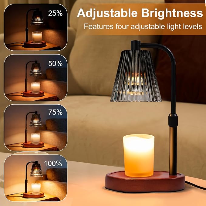 Black Candle Warmer Lamp with Timer, Birthday Gifts for Women Mom, Height Adjustable for Jar Candles, alternate product view