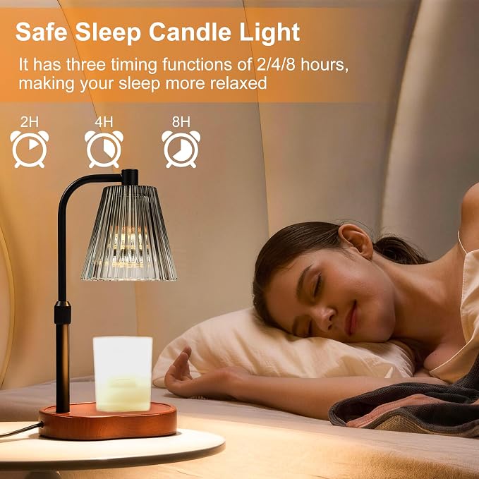 Black Candle Warmer Lamp with Timer, Birthday Gifts for Women Mom, Height Adjustable for Jar Candles, alternate product view