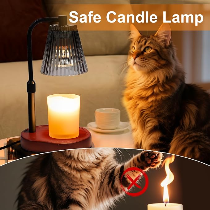 Black Candle Warmer Lamp with Timer, Birthday Gifts for Women Mom, Height Adjustable for Jar Candles, alternate product view