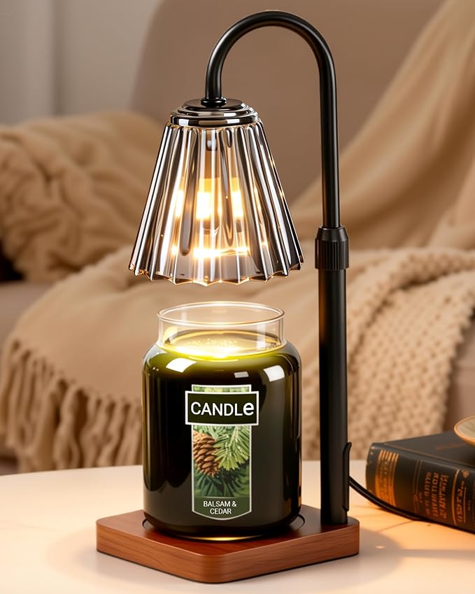 Black Candle Warmer Lamp with Timer & Dimmer Adjustable Height for Candle Jars, Mothers Day Gifts for Mom Birthday Gifts for
