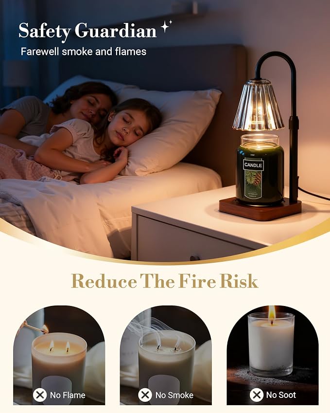 Black Candle Warmer Lamp with Timer & Dimmer Adjustable Height for Candle Jars, Mothers Day Gifts for Mom Birthday Gifts for