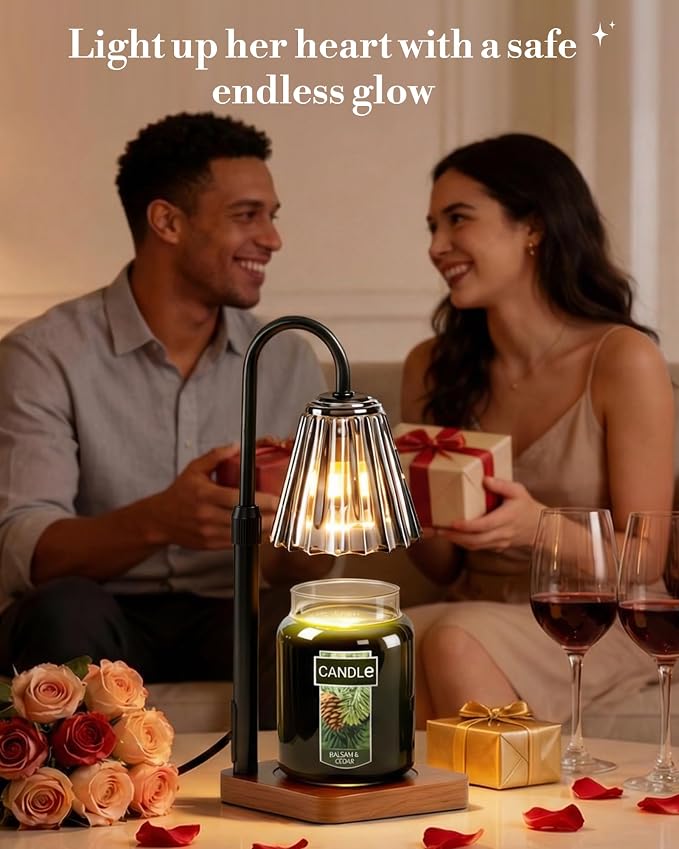 Black Candle Warmer Lamp with Timer & Dimmer Adjustable Height for Candle Jars, Mothers Day Gifts for Mom Birthday Gifts for