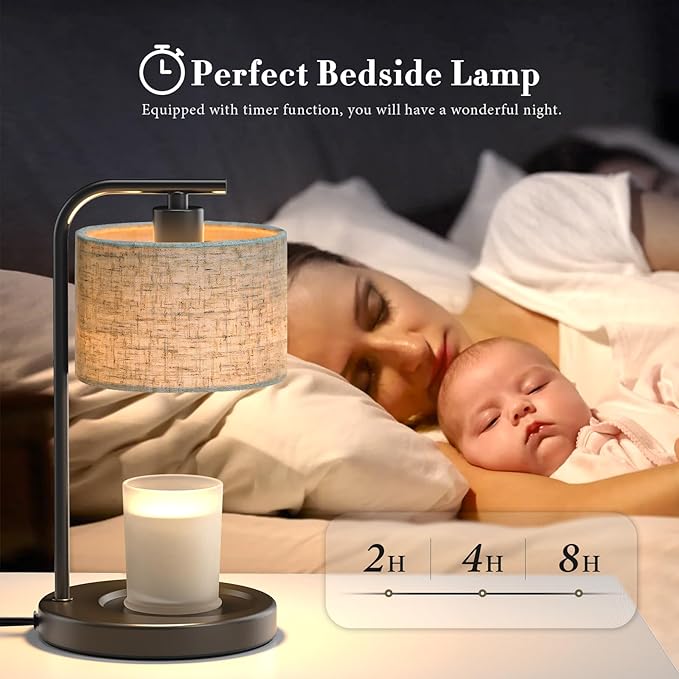 Black Candle Warmer Lamp with Timer Dimmer, Electric Candle Warmer Wax Heater, Birthday Gifts for Women Her Mom, House