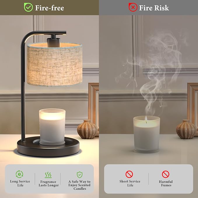 Black Candle Warmer Lamp with Timer Dimmer, Electric Candle Warmer Wax Heater, Birthday Gifts for Women Her Mom, House