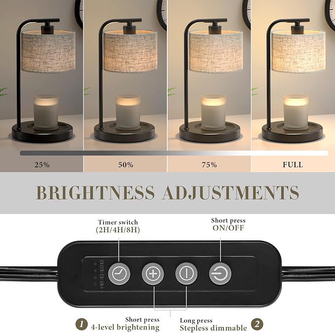Black Candle Warmer Lamp with Timer Dimmer, Electric Candle Warmer Wax Heater, Birthday Gifts for Women Her Mom, House