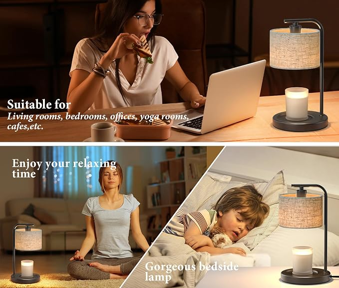 Black Candle Warmer Lamp with Timer Dimmer, Electric Candle Warmer Wax Heater, Birthday Gifts for Women Her Mom, House