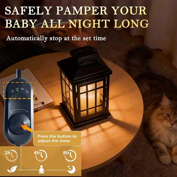 Black Candle Warmer Lamp with Timer - Flameless Enclosed Lantern Style Warmer for Large Jar Candles, alternate product view 2