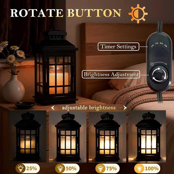 Black Candle Warmer Lamp with Timer - Flameless Enclosed Lantern Style Warmer for Large Jar Candles, alternate product view 4