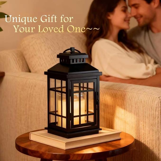 Black Candle Warmer Lamp with Timer - Flameless Enclosed Lantern Style Warmer for Large Jar Candles, alternate product view 6