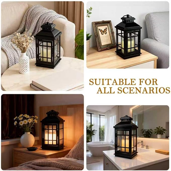 Black Candle Warmer Lamp with Timer - Flameless Enclosed Lantern Style Warmer for Large Jar Candles, alternate product view 7