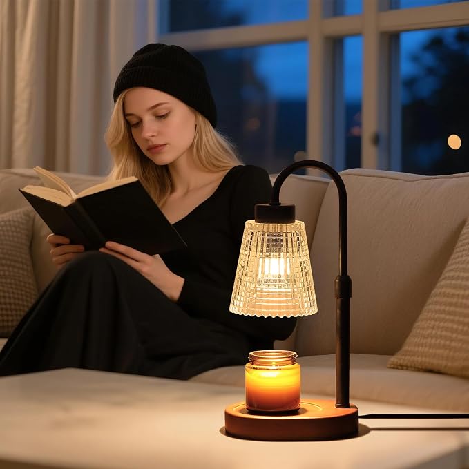Black Candle Warmer Lamp WithTimer and Dimmer,Fragrance Electric Wax Melt Warmer with 2 Bulbs,Scented Jar Lamp,Mother's