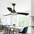 Black Ceiling Fans with Lights and Remote, 52 inch Ceiling Fan with Light, Quiet Reversible DC Motor, 3CCT, 6 Speeds Indoor &