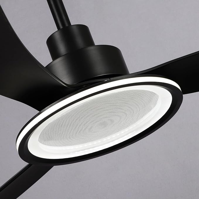Black Ceiling Fans with Lights and Remote, 52 inch Ceiling Fan with Light, Quiet Reversible DC Motor, 3CCT, 6 Speeds Indoor &