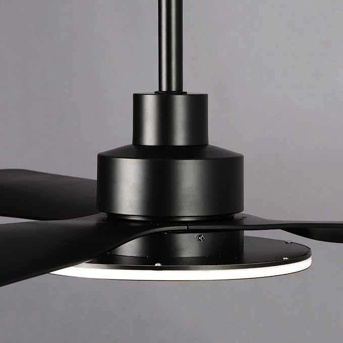 Black Ceiling Fans with Lights and Remote, 52 inch Ceiling Fan with Light, Quiet Reversible DC Motor, 3CCT, 6 Speeds Indoor &
