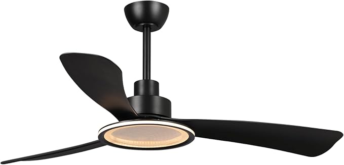 Black Ceiling Fans with Lights and Remote, 52 inch Ceiling Fan with Light, Quiet Reversible DC Motor, 3CCT, 6 Speeds Indoor &