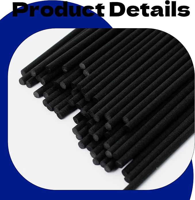 Black Fibre Reed Diffuser Sticks 50pcs 23cm x 3mm Black Fibre Reed Diffuser Sticks Thick Diffuser Reeds Sticks Diffuser