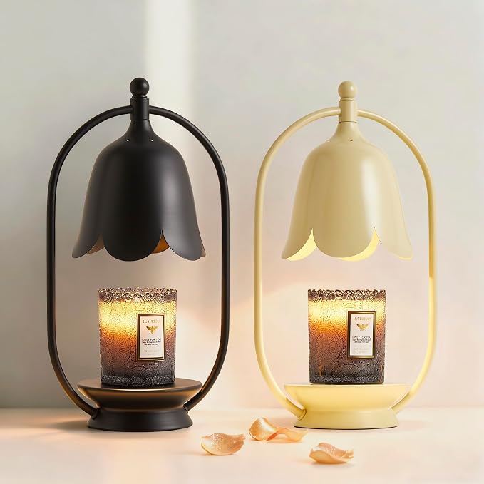 Black Flower Candle Warmer Lamp, Christmas Gift New Year Present Wedding Lamp - Timer Dimmable, Bedroom House Aesthetic