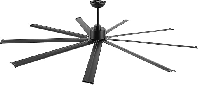 Black Industrial Ceiling Fan No Light 120", 9 Aluminum Blades, 6 Speed Remote Control, Reversible DC Motor, for Home and