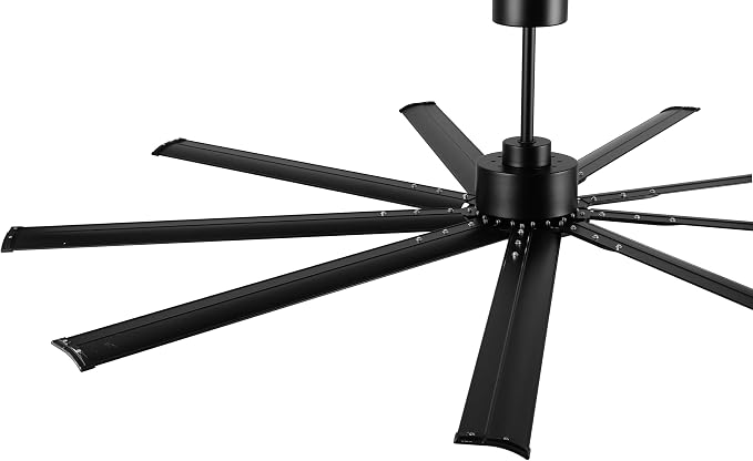 Black Industrial Ceiling Fan No Light 84", 9 Aluminum Blades, 6 Speed Remote Control, Reversible DC Motor, for Home and