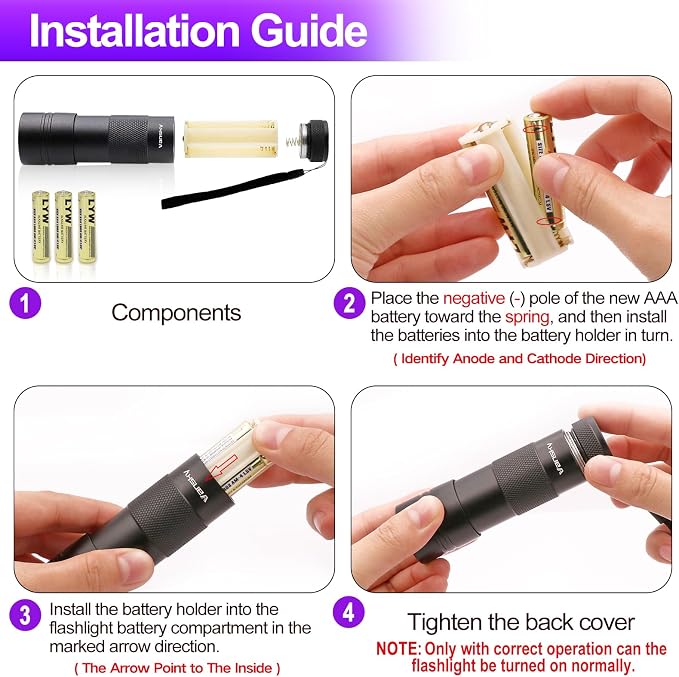 Black Light UV Flashlight, Blacklight 12 LED Urine Detector For Dog/Cat/Pet Urine & Dry Stains and Bed Bug On, alternate view