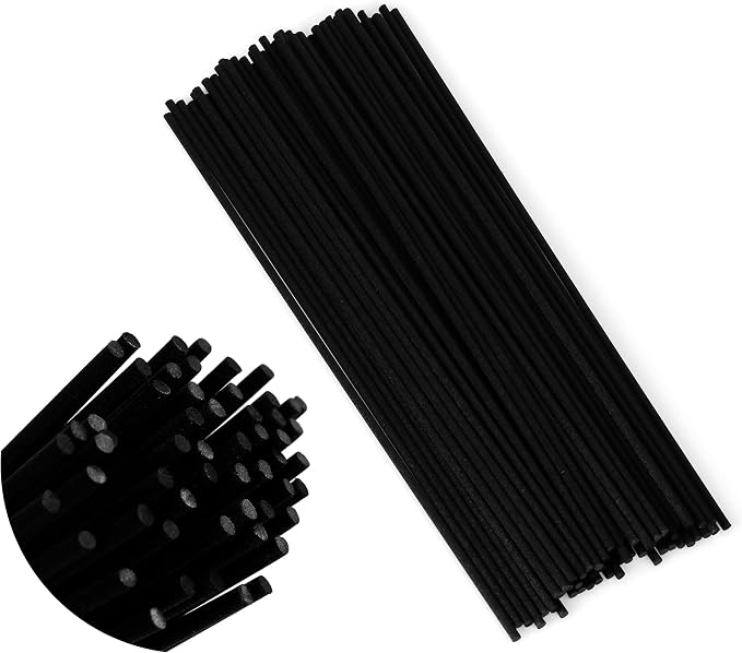 Black Oil Diffuser Sticks 50pcs 9in/23cm0.118in/3mm Fragrance Refill Fibre Reed Thick Diffuser Sticks for Home Office Spa and