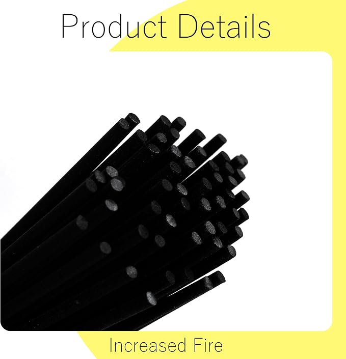 Black Oil Diffuser Sticks 50pcs 9in/23cm0.118in/3mm Fragrance Refill Fibre Reed Thick Diffuser Sticks for Home Office Spa and