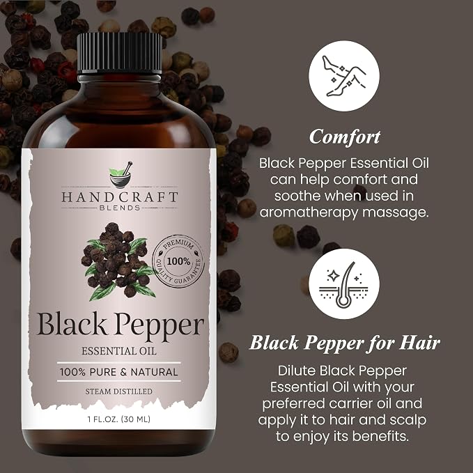 Black Pepper Essential Oil – 1 Fl Oz – 100% Pure and Natural – Premium Grade Essential Oil for Diffuser and, alternate