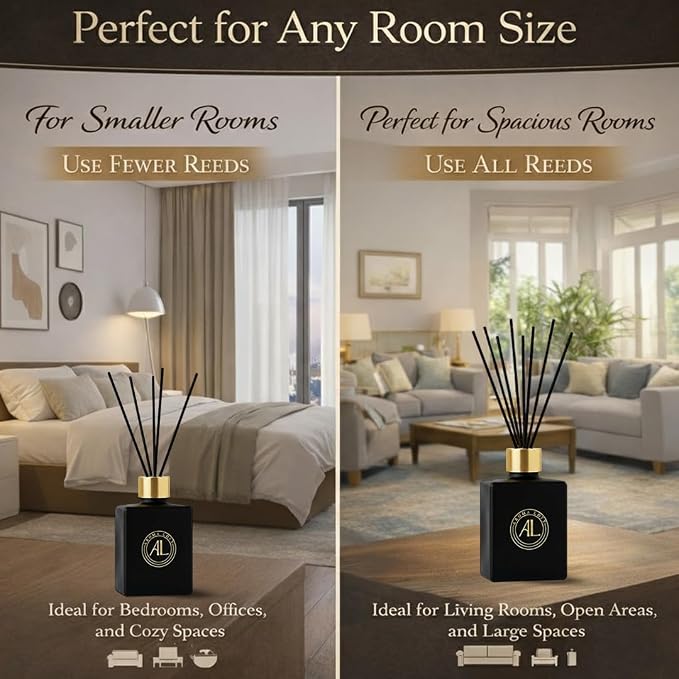 Black Reed Diffusers for Home | Premium Fragrance Diffuser | Reed Diffuser Sticks in Oil Set with Cashmere Vanilla Scent |