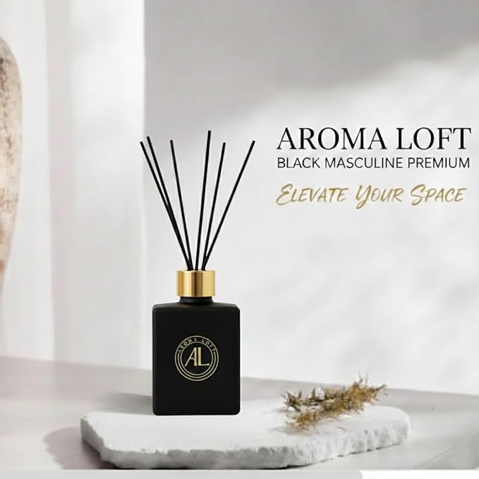 Black Reed Diffusers for Home | Premium Fragrance Diffuser | Reed Diffuser Sticks in Oil Set with Cashmere Vanilla Scent |