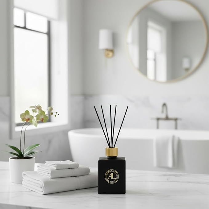 Black Reed Diffusers for Home | Premium Fragrance Diffuser | Reed Diffuser Sticks in Oil Set with Cashmere Vanilla Scent |
