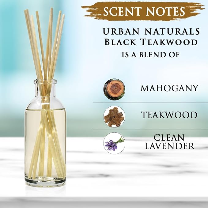 Black Teakwood Reed Diffuser Scent Sticks Gift Set | Mahogany & Black Teakwood blend with Lavender, alternate product view 6