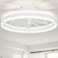 Bladeless Ceiling Fan with Lights,19.7'' 3000-6000K Dimmable 6 Wind Speed Low Profile Led Ceiling Fan, Reversible DC Motor