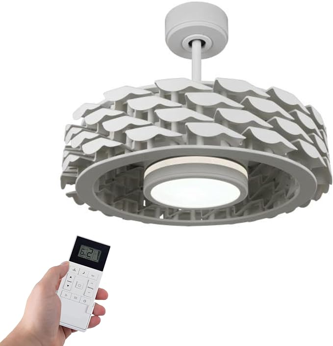 Bladeless Ceiling Fan with Lights & Remote – 21" Low-Profile LUMIO Downrod or Flush Mount Ceiling Fan with Lights for Bedroom