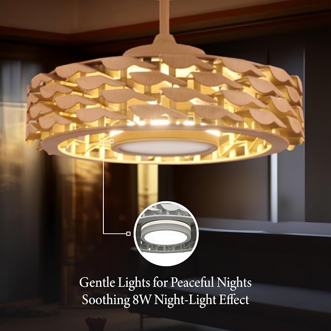 Bladeless Ceiling Fan with Lights & Remote – 21" Low-Profile LUMIO Downrod or Flush Mount Ceiling Fan with Lights for Bedroom
