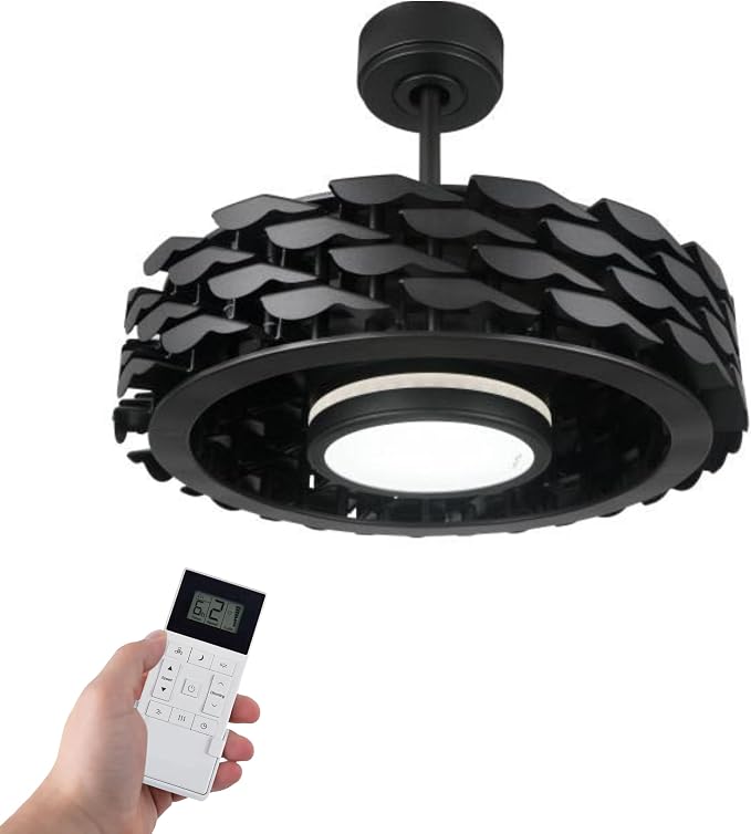Bladeless Ceiling Fan with Lights & Remote – 21" Low-Profile LUMIO Downrod or Flush Mount Ceiling Fan with Lights for Bedroom