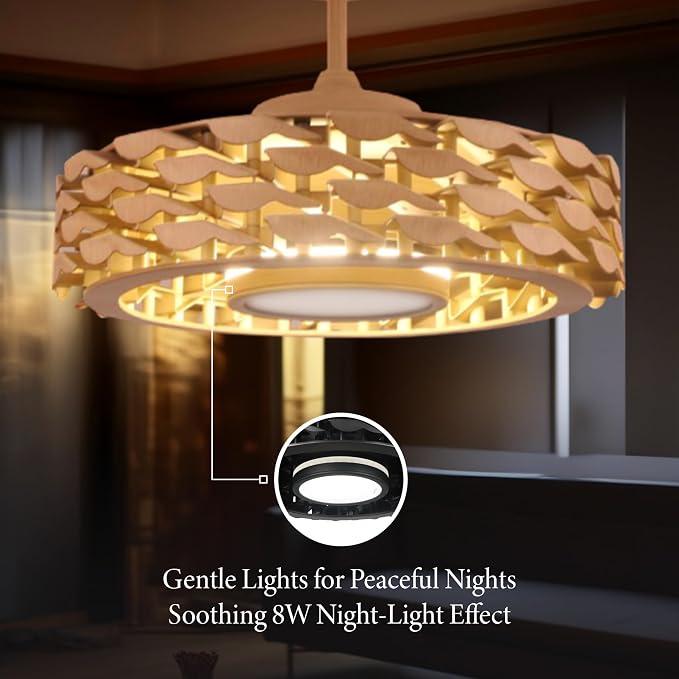 Bladeless Ceiling Fan with Lights & Remote – 21" Low-Profile LUMIO Downrod or Flush Mount Ceiling Fan with Lights for Bedroom